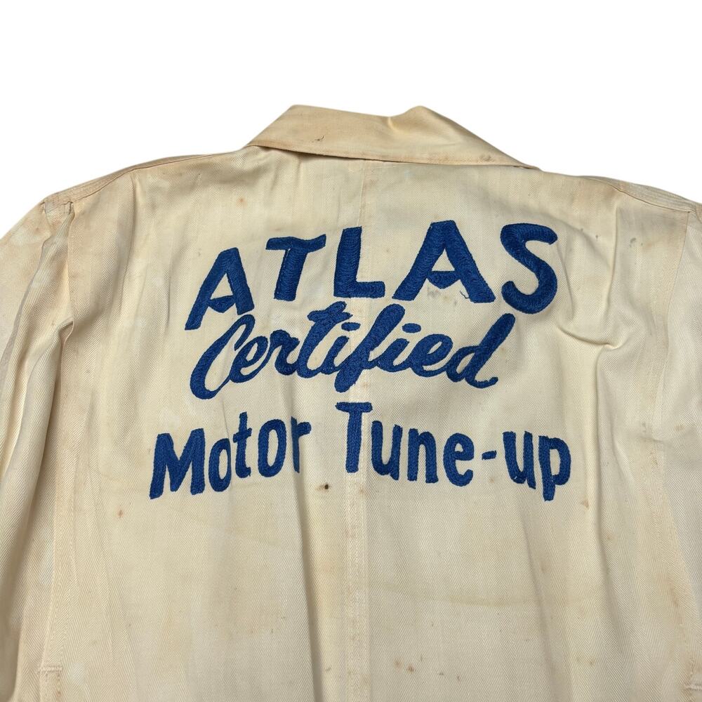 Vintage 60s Lee Atlas Motor Mechanic Shop Service Coat Mens 42 Chainstitch